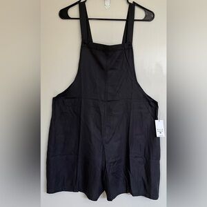 Billabong Black Pipe Line Romper shorts Relaxed Square-Neck, Side pockets Size:L